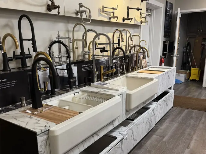 Green Art PLumbing Supply Southampton NY - Kitchen Showroom kitchen sink display
